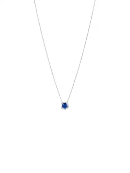 18k white gold, 1 sapphire, 16 diamonds, 42 cm length