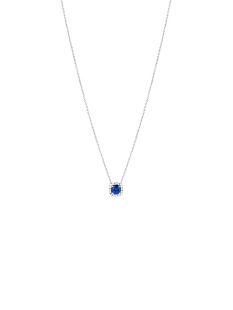 18k white gold, 1 sapphire, 16 diamonds, 42 cm length