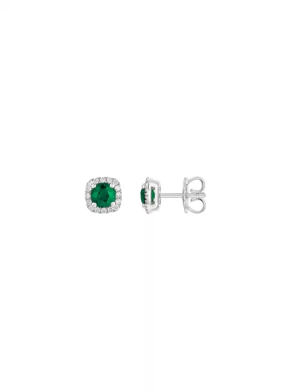 18k white gold, 2 emeralds, 32 brilliants