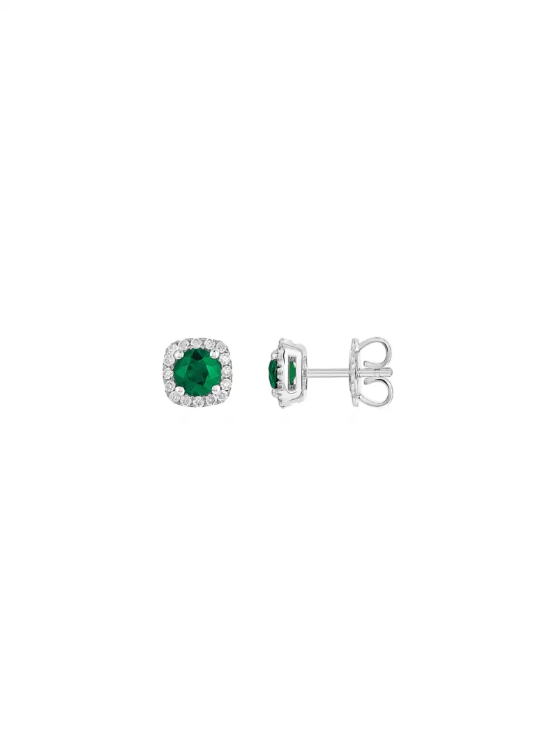 18k white gold, 2 emeralds, 32 brilliants