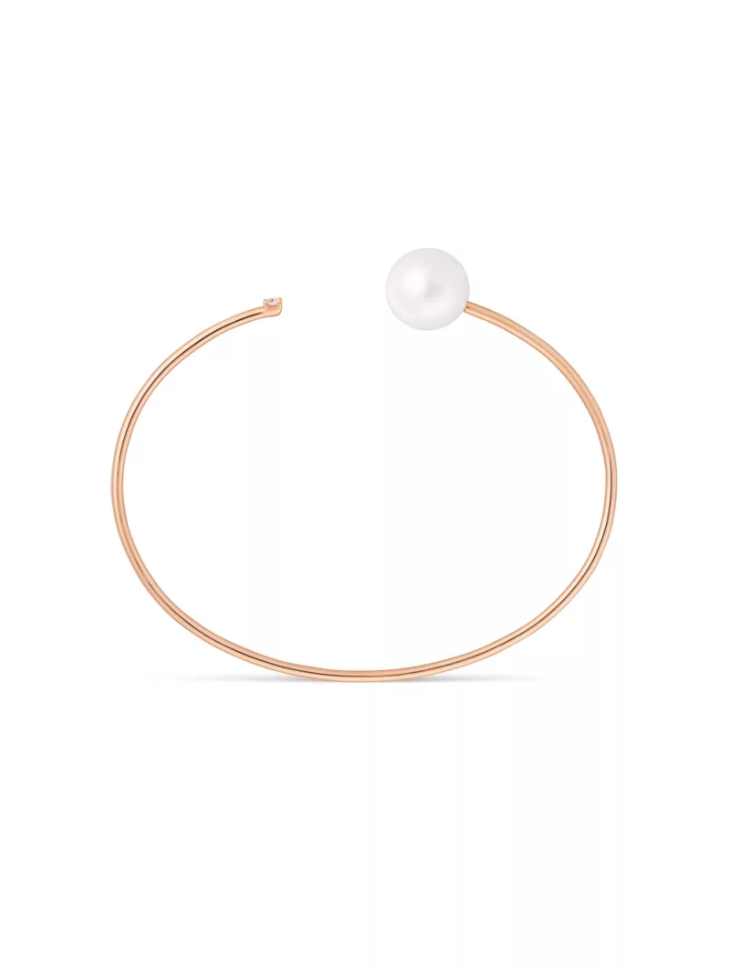 18k rose gold, 1 freshwater cultured pearl, 1 brilliant