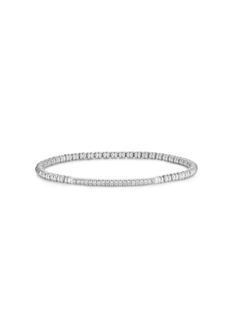 18k white gold/stainless steel, 20 diamonds 0.28 ct