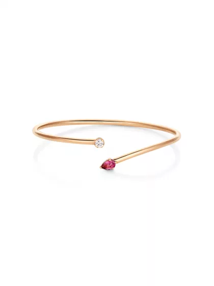 18k rose gold, 1 brilliant, 1 tourmaline, handmade in the Wempe Atelier