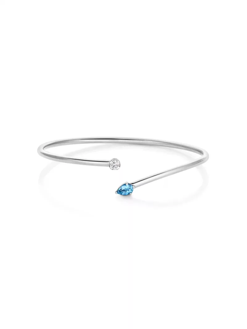 18k white gold, 1 brilliant, 1 aquamarine, handmade in the Wempe Atelier