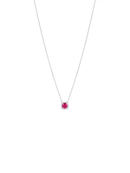 18k white gold, 1 ruby, 16 diamonds, 42 cm length