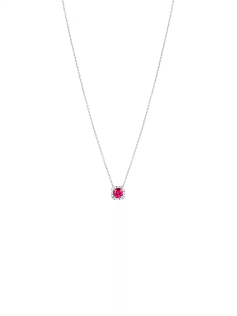 18k white gold, 1 ruby, 16 diamonds, 42 cm length