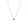 18k rose gold, 1 blue sapphire in drop cut 0.90 ct, 1 brilliant 0.04 ct, 39 cm length