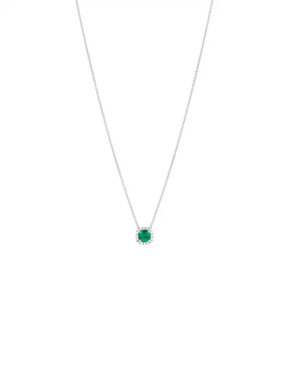 18k white gold, 1 emerald, 16 diamonds, 42 cm length