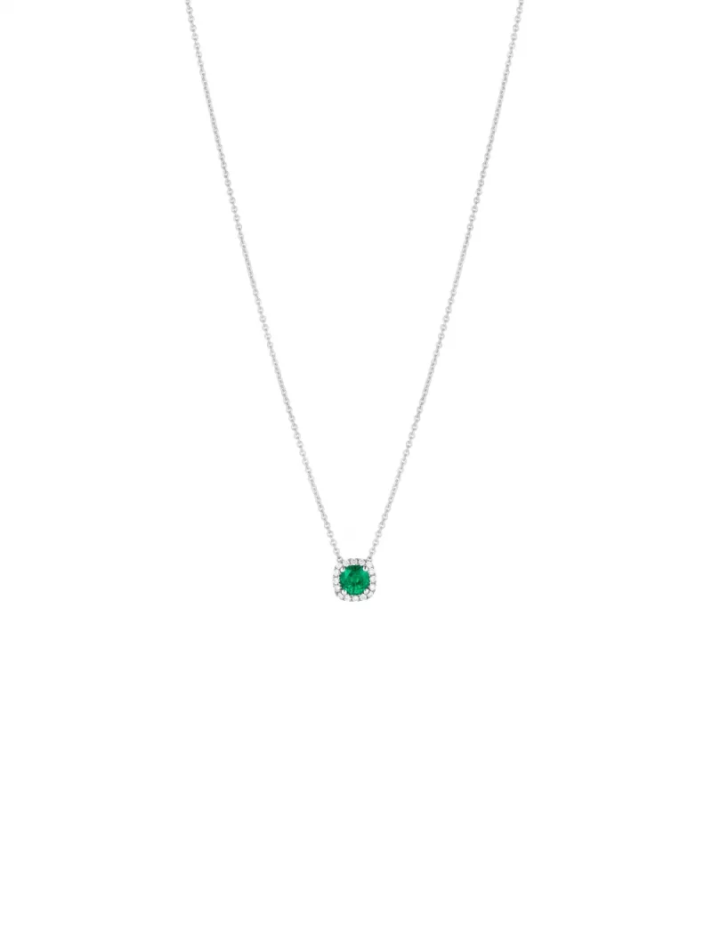 18k white gold, 1 emerald, 16 diamonds, 42 cm length