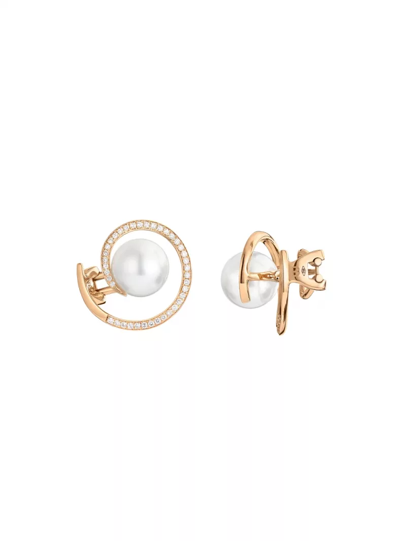 18k rose gold, 78 diamonds 0.29 ct, 2 freshwater cultured pearls