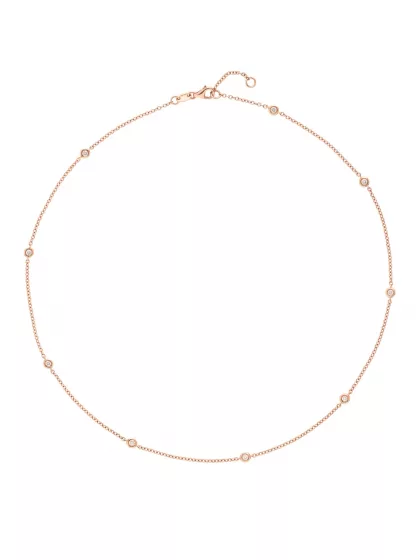 18k rose gold, 9 diamonds 0.33 ct, 42 cm length