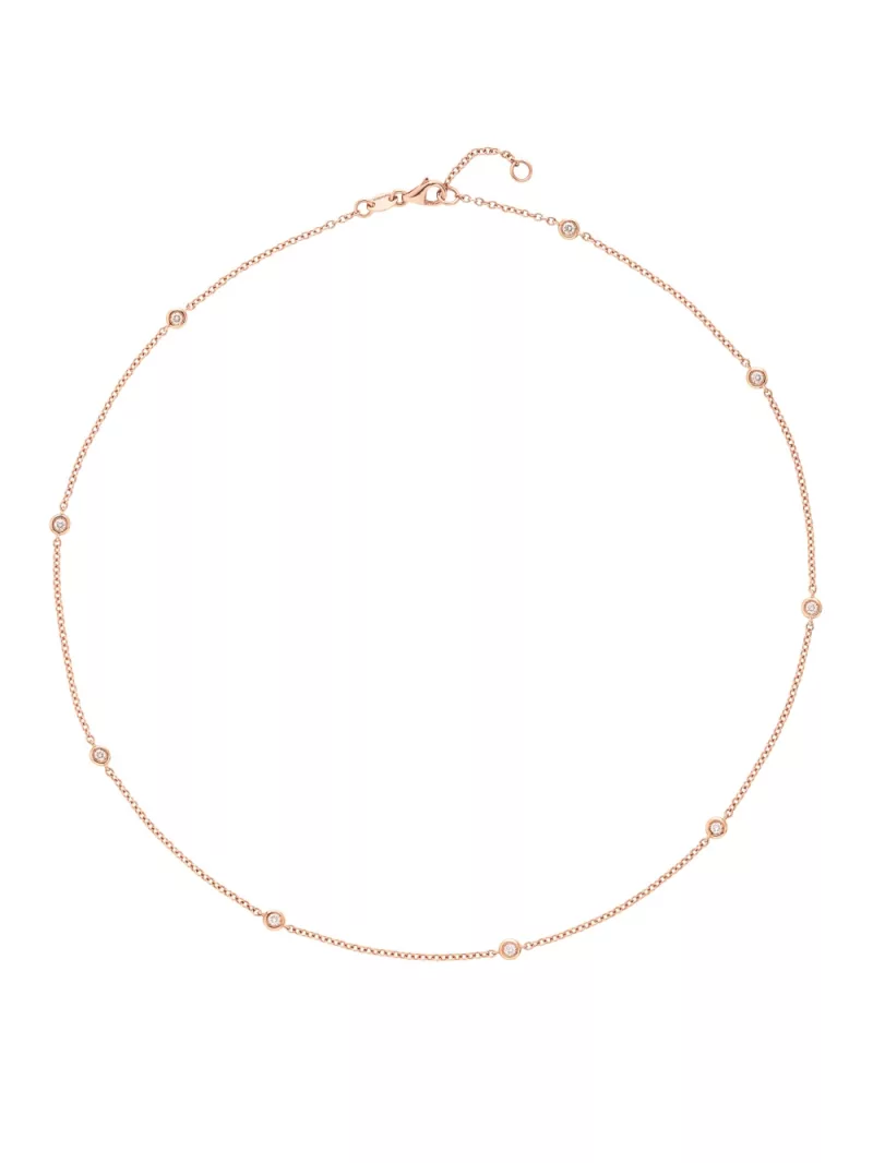 18k rose gold, 9 diamonds 0.33 ct, 42 cm length