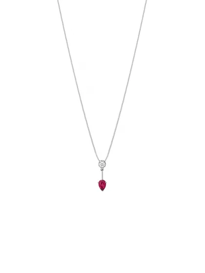 18k white gold, 1 rubellite, 1 brilliant, handmade in the Wempe Atelier