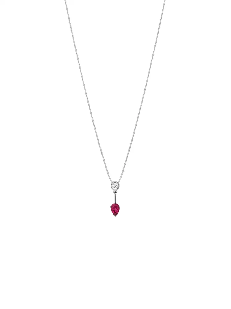 18k white gold, 1 rubellite, 1 brilliant, handmade in the Wempe Atelier