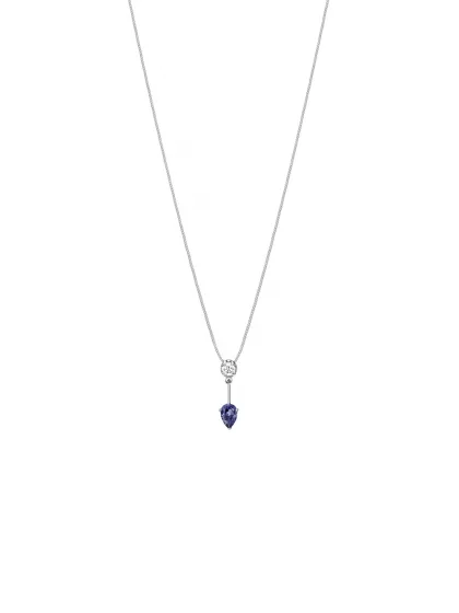 18k white gold, 1 iolite, 1 brilliant, 42 cm length, handmade in the Wempe Atelier