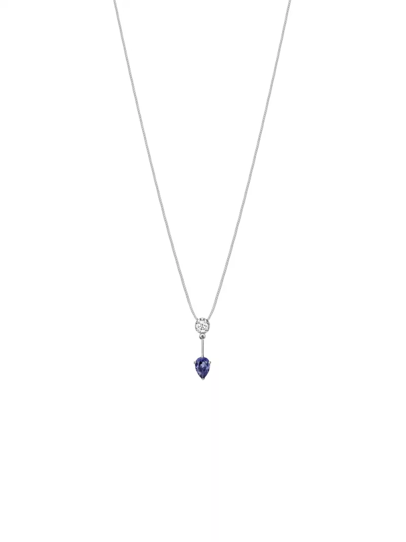 18k white gold, 1 iolite, 1 brilliant, 42 cm length, handmade in the Wempe Atelier