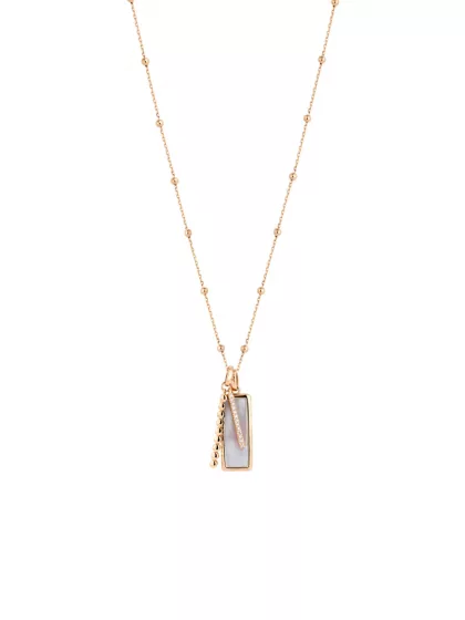 18k rose gold, 13 diamonds, 1 mother-of-pearl, 45 cm length