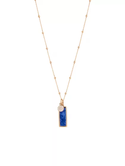 18k rose gold, 19 diamonds, 1 lapis lazuli, 45 cm length