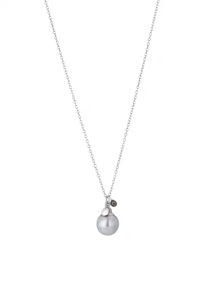 18k white gold, 1 Tahitian cultured pearl, 1 diamond, 100 cm length