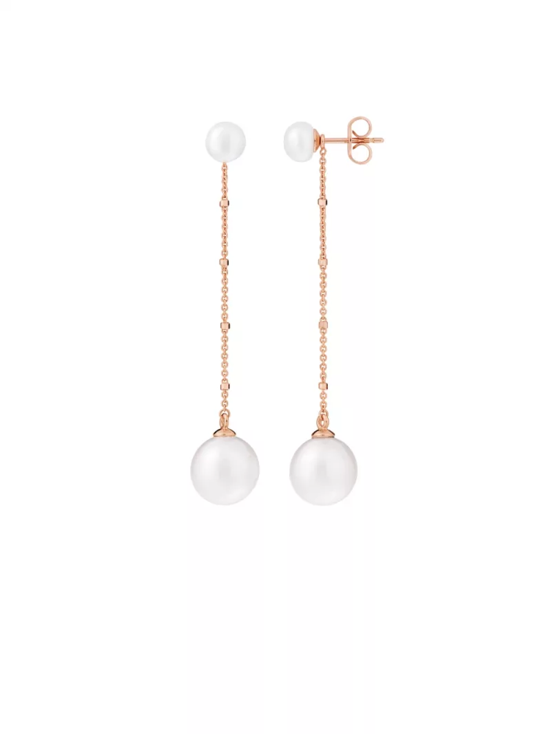 18k red gold, 4 freshwater cultured pearls, 5.5 cm length