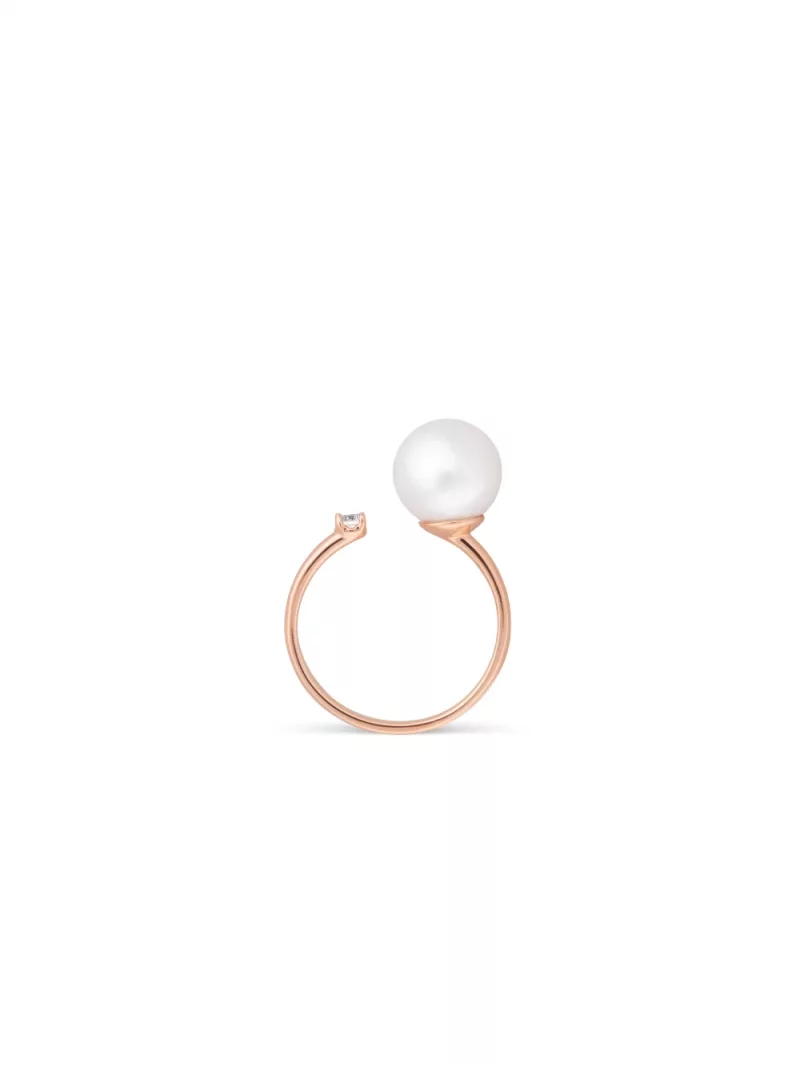 18k rose gold, 1 freshwater cultured pearl, 1 brilliant