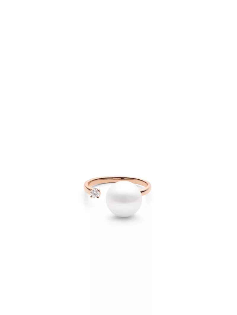 18k rose gold, 1 freshwater cultured pearl, 1 brilliant