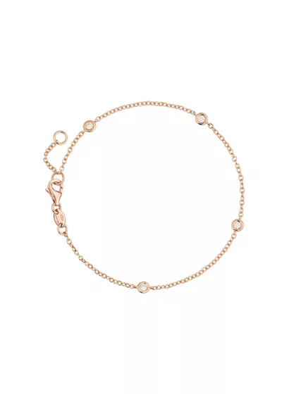 18k rose gold, 4 diamonds 0.15 ct, 18 cm length