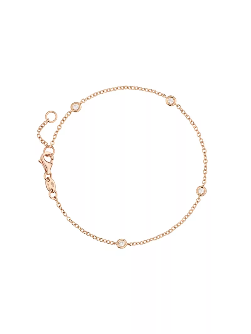 18k rose gold, 4 diamonds 0.15 ct, 18 cm length