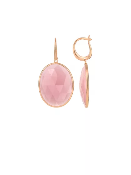 18k rose gold, 2 rose quartz, 3.7 cm length