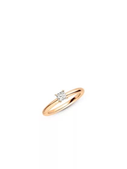 18k rose gold, 1 princess-cut diamond 0.30 ct, handmade in the Wempe Atelier