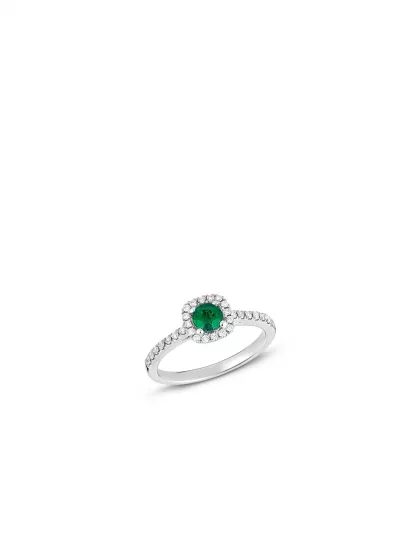 18k white gold, 1 emerald, 30 diamonds