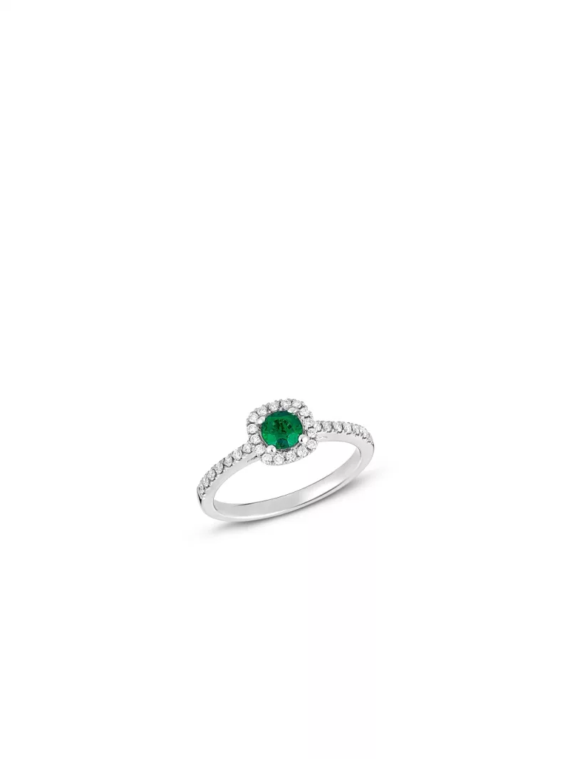 18k white gold, 1 emerald, 30 diamonds