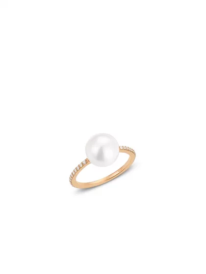 18k rose gold, 1 freshwater cultured pearl, 26 diamonds