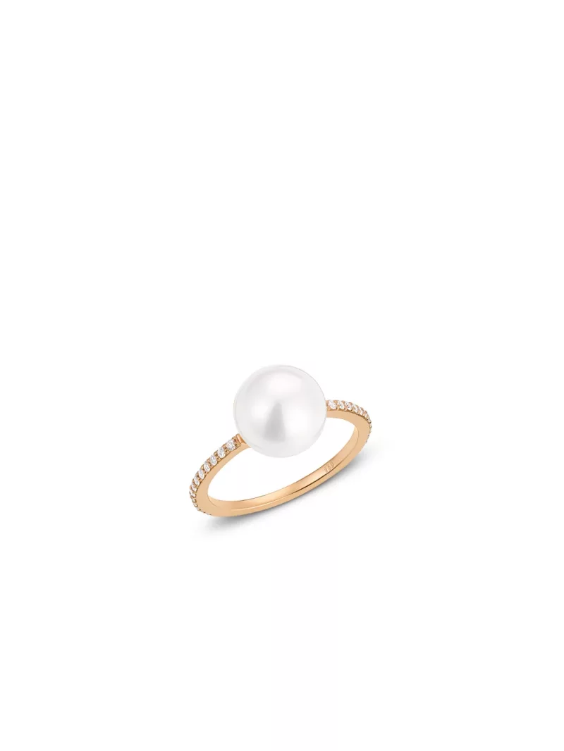 18k rose gold, 1 freshwater cultured pearl, 26 diamonds