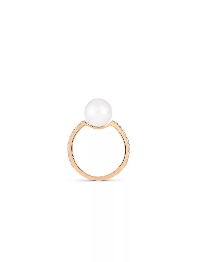 18k rose gold, 1 freshwater cultured pearl, 26 diamonds