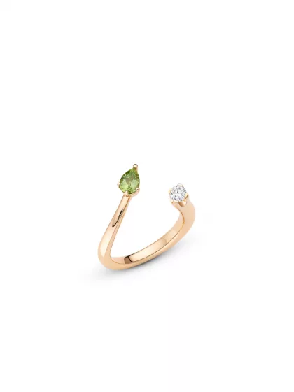 18k rose gold, 1 brilliant, 1 peridot, handmade in the Wempe Atelier