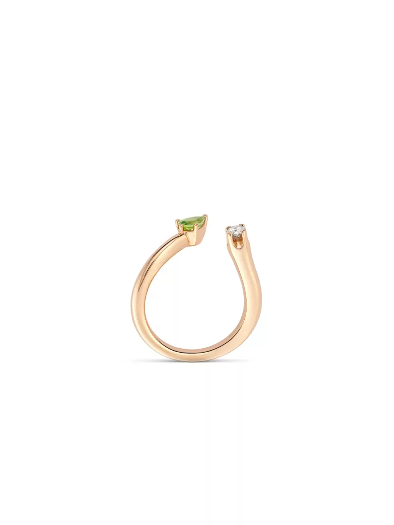 18k rose gold, 1 brilliant, 1 peridot, handmade in the Wempe Atelier