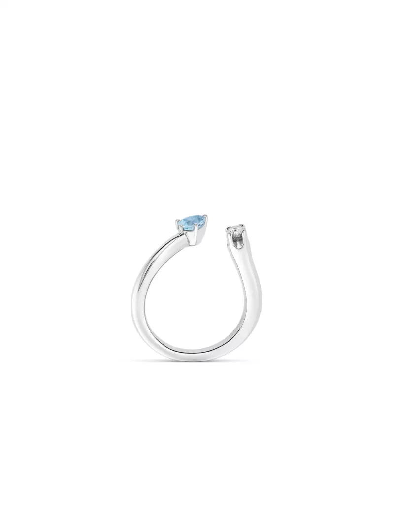 18k white gold, 1 brilliant, 1 aquamarine, handmade in the Wempe Atelier