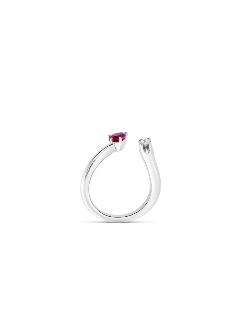 18k white gold, 1 brilliant, 1 rubellite, handmade in the Wempe Atelier