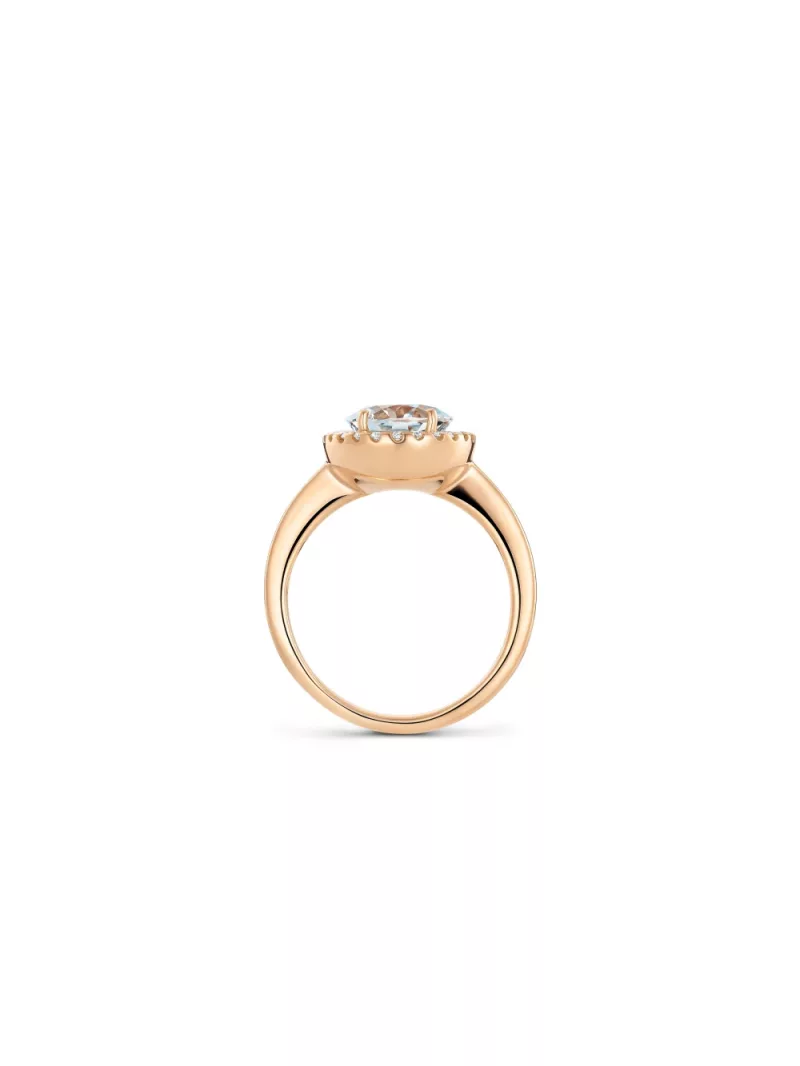 18k red gold, 24 brilliant-cut diamonds, 1 aquamarine