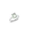 18k white gold, 1 light green prasiolite 3.10 ct, 2 diamonds