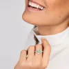 18k white gold, 1 light green prasiolite 3.10 ct, 2 diamonds